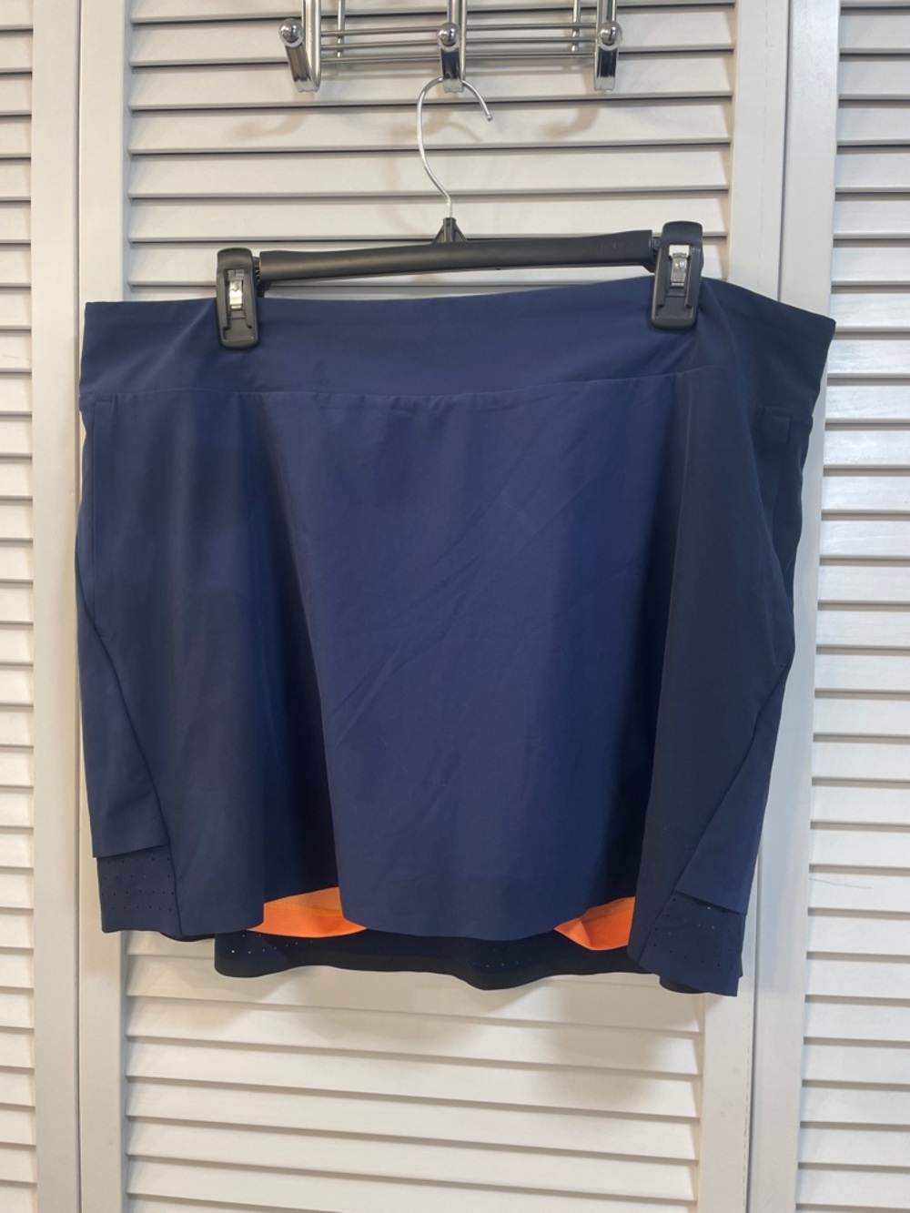 Annika Cutter & Buck DryTech Navy Blue Skort Orange Lining